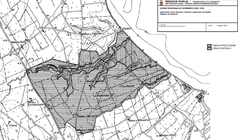 La cartina della Riserva Naturale Orientata della regione Puglia