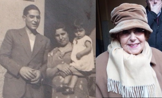 Umberto Chionna e la moglie Jolanda Taurisano a Milano, in braccio la figlia Dorina, nella foto a destra nel 2019