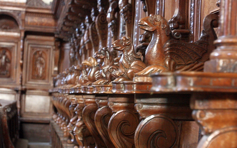 Brindisi. Basilica Cattedrale. Coro dei Canonici, particolare