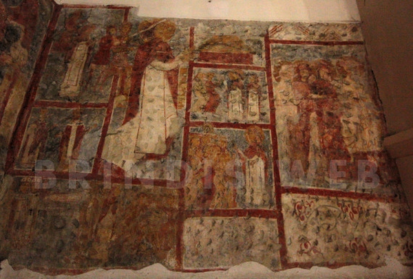 Chiesa superiore di Santa Lucia. Affreschi della controfacciata destra, San Pietro martire e storie della sua vita