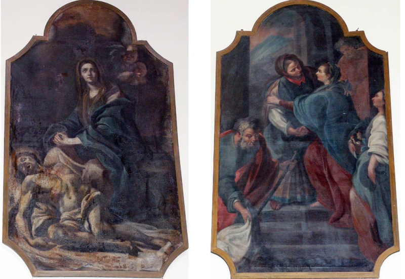 sx: Giovanni Scatigno, Pietà, 1750 - dx: Niccolò Perillo, Visitazione, XVIII secolo