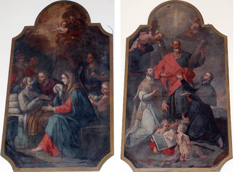 sx: Ignoto meridionale, Il transito di San Giuseppe, XVIII secolo - dx: Ignoto meridionale, Sant’Andrea e santi, XVIII secolo