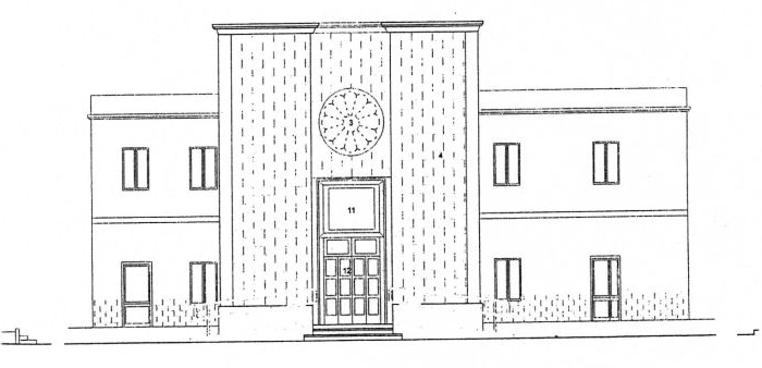 Prospetto della chiesa, redatto dall'arch. Fortunato Pignatelli per Ufficio Beni Culturali Ecclesiastici
