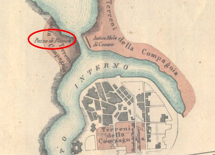 Dettaglio di un portolano dei primi del '900 con l'indicazione del pozzo