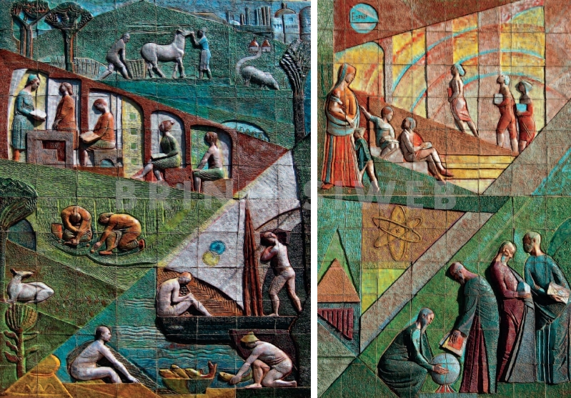 Brindisi, sx: il Rilievo della scuola G. Crudomonte - dx: il Rilievo della scuola G. Cesare