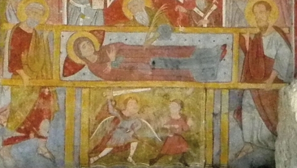 Acaya, Lecce. Castello. Particolare della Dormitio Virginis