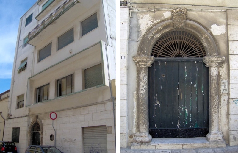 Brindisi. Palazzo Scolmafora Perez. Prospetto e antico portale