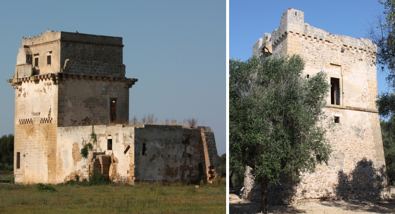 Torchiarolo. dx: Torre Bartoli; sx: Torre Lo Muccio