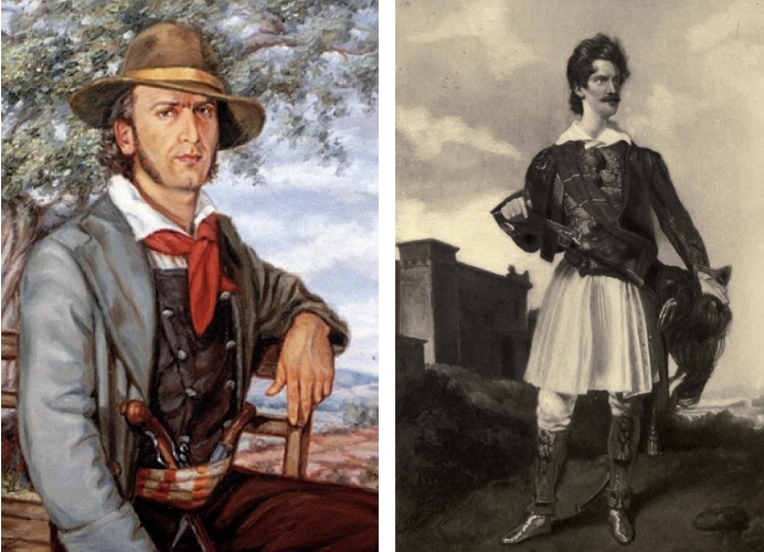(sx) Il brigante Ciro Annicchiarico in un dipinto di Gaspare Maestro; (dx) Sir Richard Church in abito tradizionale greco(1)