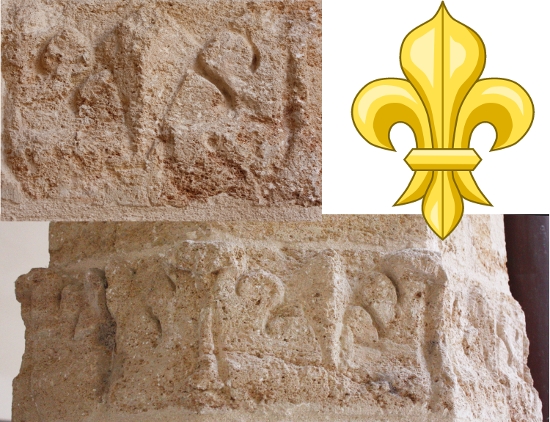 Il giglio angioino impresso sulla colonna del chiostro di san Paolo Eremita in Brindisi