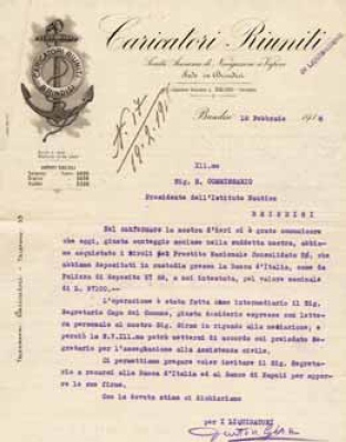 1918, Brindisi. Carta intestata della ‘Caricator iRiuniti’ (II.9)