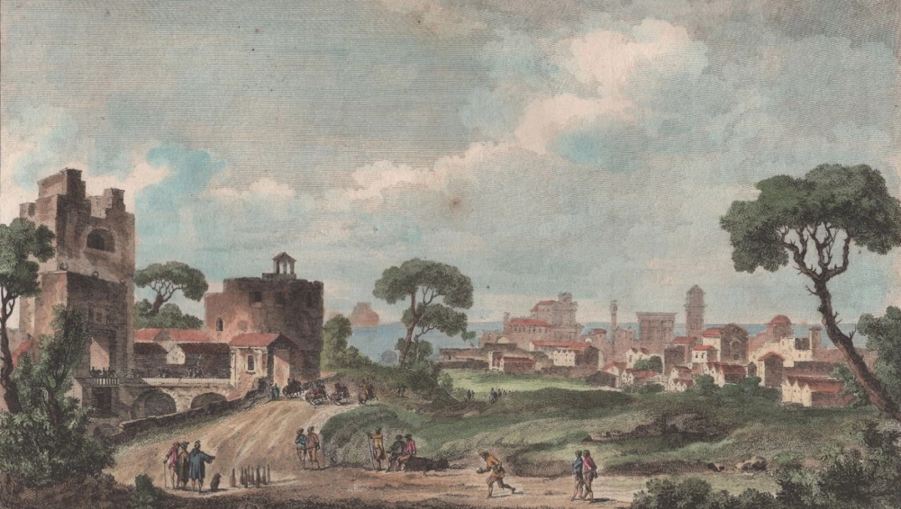 Litografia con veduta di Brindisi (fine del '700)