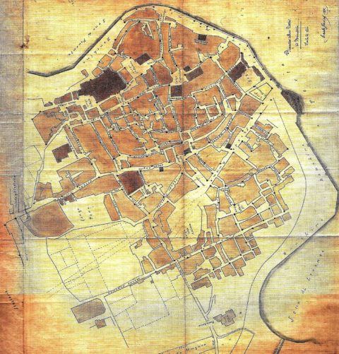 Pianta della Città di Brindisi - Scala 1/2000 - Carlo Fauch - 1871