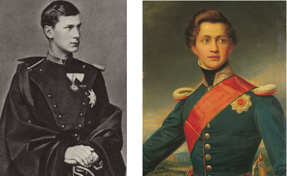 Ottone Wittelsbach: a sx una foto del giovane sovrano, a dx il ritratto realizzato da Joseph Karl Stieler