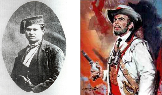 Il brigante Cosimo Mazzeo detto "Pizzichicchio" e un'immagine disegnata del sergente Romano (dal web)