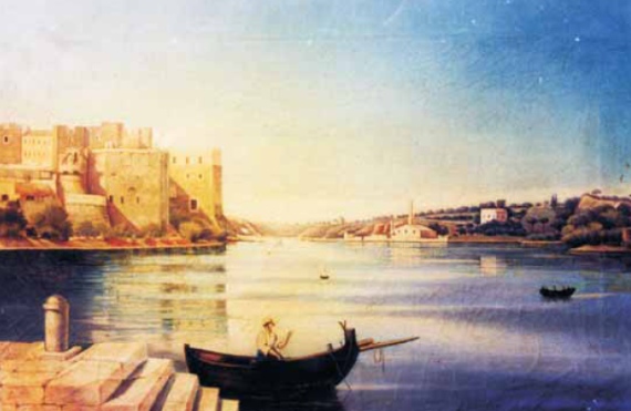 post 1872. Raffaele Rubini (?), veduta del porto di Brindisi con il castello di Terra