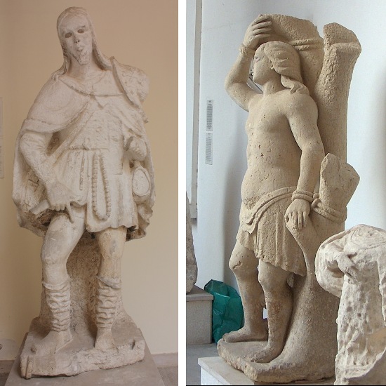 Brindisi. Cortile del Palazzo del Seminario, statue di San Rocco e San Sebastiano