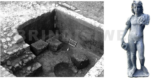 Villa romana di Giancola, la vasca di lavorazione delle uve(2) e la statua in marmo di Bacco(9)