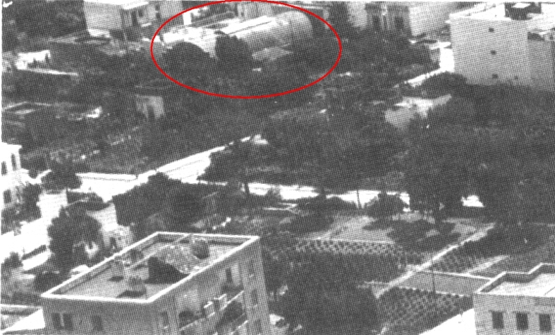 Immagine aerea del quartiere Casale, cerchiata la parte posteriore del cinema Lucia