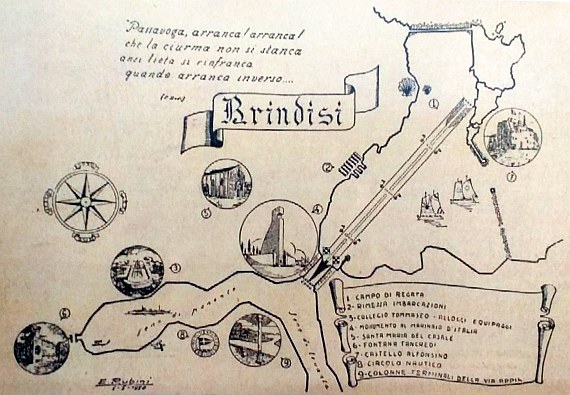 Cartolina postale dei campionati italiani di canottaggio dell'1 e 2 luglio 1950