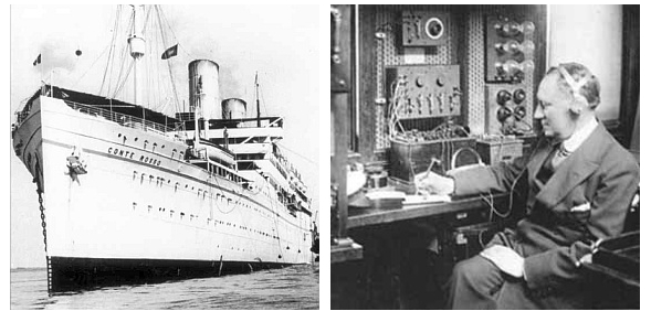 Il transatlantico Conte Rosso e lo scienziato Guglielmo Marconi (fonte dal web)